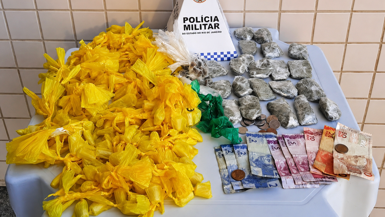 Imagem ilustrativa da matéria: PM apreende 364 porções de drogas em distrito de Cambuci após denúncia